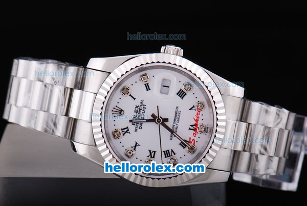 Rolex Datejust Automatic with White Dial and Diamond&Black Roman Marking - Click Image to Close